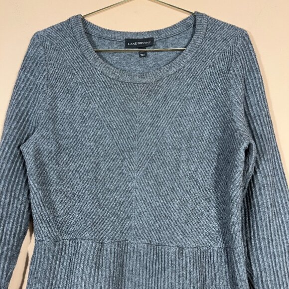 Lane Bryant Plus Fall Gray Ribbed Sweater 14/16 - Picture 2 of 8